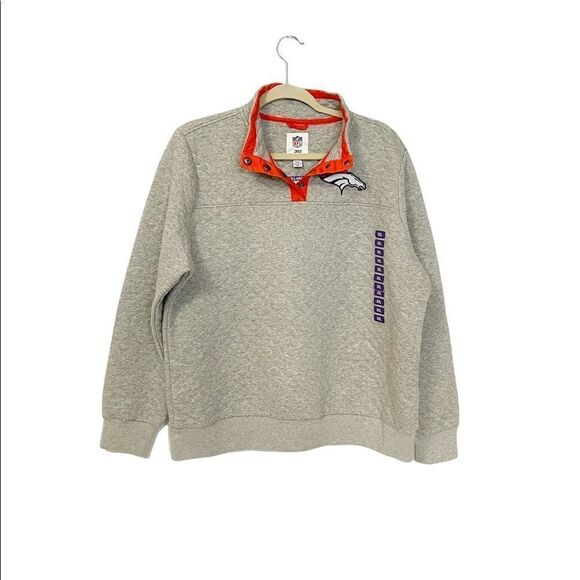 🟢NFL Broncos Quilted Light Grey Pullover XXL - Picture 1 of 9